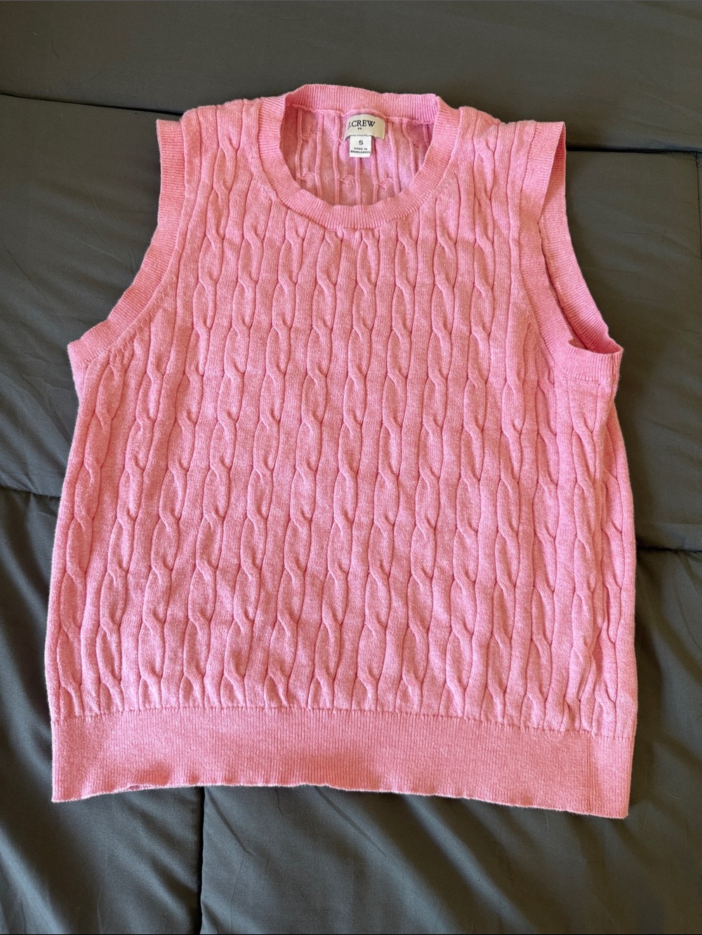 J. Crew Pink Cable-Knit Sleeveless Sweater Vest